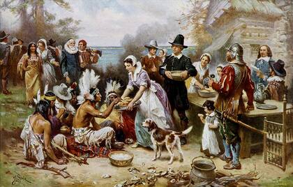 El primer Thanksgiving, según el artista Jean Leon Gerome Ferris