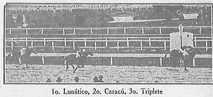 El primer triunfo de Lunático, en Palermo, retratado en La Nación el 12 de junio de 1925