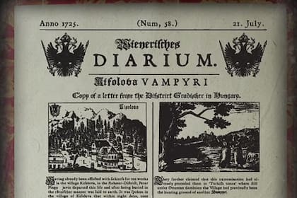 El primer uso en la historia del término “vampiro” está documentado en el Wienerisches Diarium