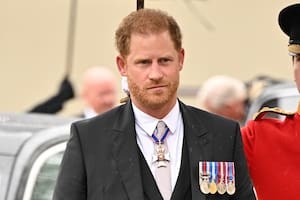 El príncipe Harry, duque de Sussex, en su última aparición pública, durante la coronación de su padre, Carlos III, el 6 de mayo último (Photo by Andy Stenning / POOL / AFP)