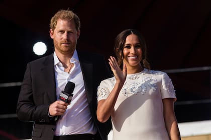 El príncipe Harry y su esposa, Meghan, participan en el festival Global Citizen el 25 de septiembre de 2021 en Nueva York. (Foto AP/Stefan Jeremiah, archivo)