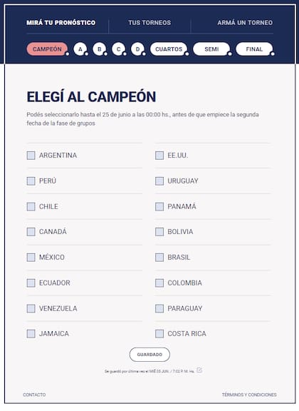 El "Prode de la Copa América" de LA NACION permite elegir al campeón hasta el 25 de junio
