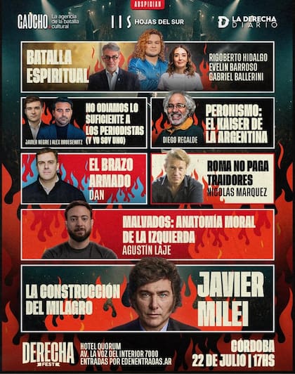 El programa de La Derecha Fest, con Javier Milei como principal orador