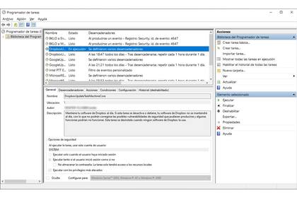 El Programador de tareas; las dos primeras, es decir las más recientes, usan el Evento 4647 como desencadenador; esas son las que mantienen consolidados los archivos de autocorrección de LibreOffice