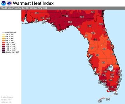 El pronóstico de índice de calor para Florida de este martes 9 de julio