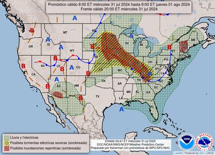 El pronóstico del clima en EE.UU. para este miércoles 31 de julio