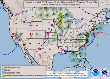 El pronóstico del clima en EE.UU. para este jueves 19 de septiembre