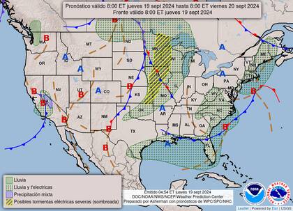 El pronóstico del clima en EE.UU. para este jueves 19 de septiembre