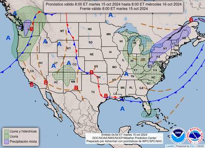 El pronóstico del clima en EE.UU. para este martes 15 de octubre