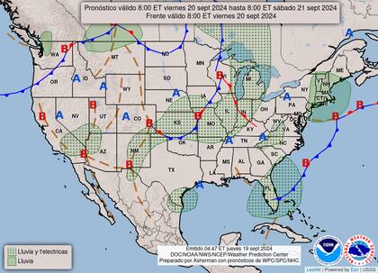 El pronóstico del clima en EE.UU. para este viernes 20 de septiembre