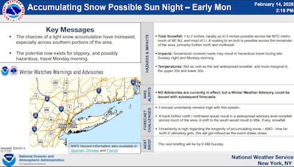 El pronóstico del clima en Nueva York para el sábado 14 y domingo 15 de febrero