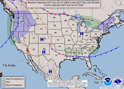 El pronóstico del tiempo en EE.UU. para el domingo 27 de octubre