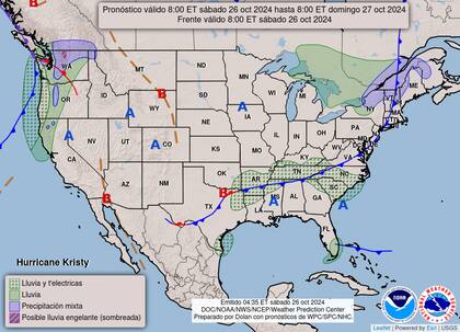 El pronóstico del tiempo en EE.UU. para el sábado 26 de octubre