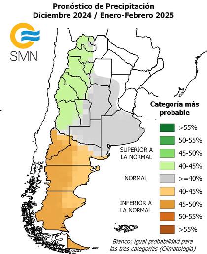 El pronóstico trimestral de precipitaciones