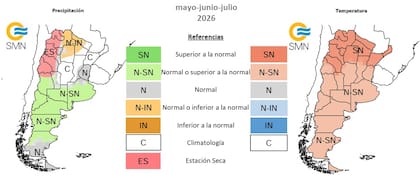 El pronóstico trimestral del SMN para mayo, junio y julio