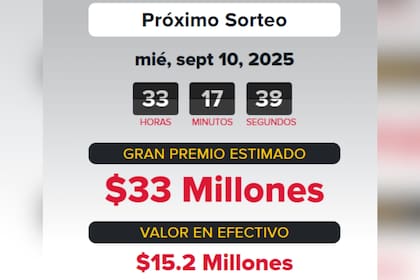 El próximo sorteo de Powerball presenta un premio mayor de US$33 millones