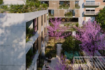 El proyecto Cinco Cramer que comercializa Toribio Achával ofrece departamentos en un pulmón con pileta, jardín y árboles