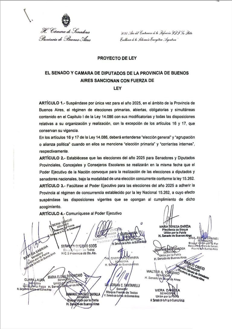 El proyecto de ley que presentó la senadora María Teresa García para que las elecciones sean concurrentes