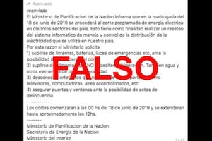 Es falso que hoy habrá un nuevo apagón a nivel nacional