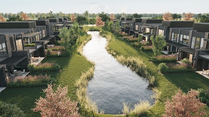 El proyecto tiene townhouses que dan al agua