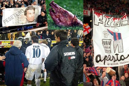 El público, enardecido con la transferencia de Figo a Real Madrid