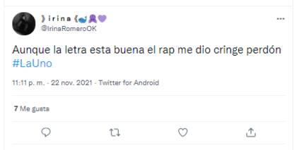 EL rechazo en redes luego de la escena de rap en La 1-5/18 (eltrece) (Crédito: Twitter)