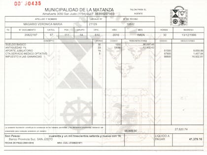 El recibo de Vernica Magario, una de las que menos cobra