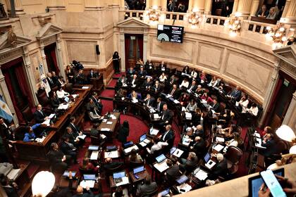 El recinto del Senado durante la sesión de la Ley Bases