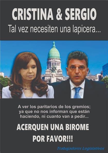 El reclamo de los empleados del Congreso para Cristina Kirchner y Sergio Massa