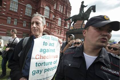Marcha contra las torturas a los gays en Chechenia