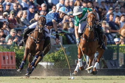 El recordman, Adolfo Cambiaso, en acción. En el sexto chukker tuvo que dejarle su lugar a Gonzalo Ferrari (7 de handicap) porque se desgarró un isquiotibial.