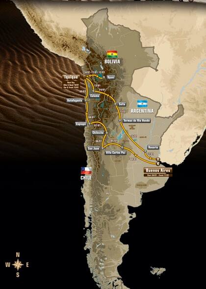 El recorrido de la edición 2015 del Dakar