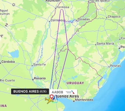 El recorrido del avión
