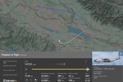 El recorrido del avión, mostrado por el medio "flightradar24"