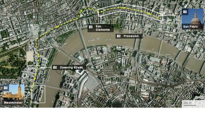 El recorrido del cortejo fúnebre, desde el Parlamento hasta la catedra St. Paul
