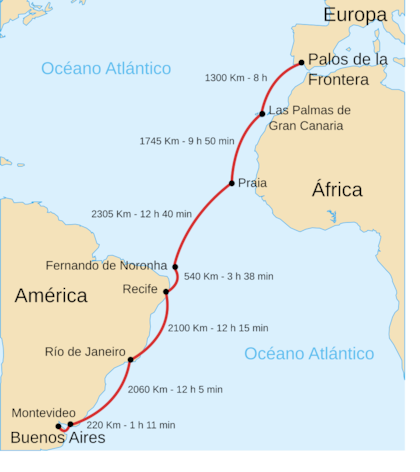 El recorrido del Plus Ultra, hace 100 años