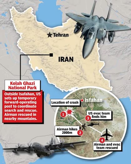 El recorrido realizado por el piloto hasta ser encontrado por Estados Unidos gracias a Ghost Murmur