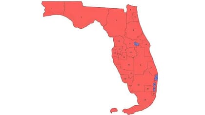 El rediseño electoral de Florida permitiría una mejor distribución para el Partido Republicano, como se observa en el mapa