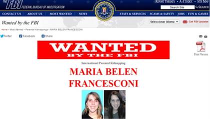 El registro del FBI donde María Belén figura como buscada