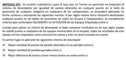 El reglamento de la URBA especifica que el punto bonus es el primer criterio de desempate