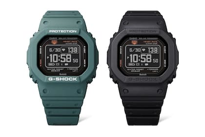 El reloj Casio G-Shock DWH5600, con podómetro y sensor de ritmo cardíaco, también suma un panel solar para alimentar la batería