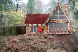 El render de la casa que construirá, inspirada en el cuento Hansel y Gretel