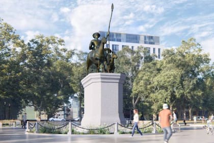 El render del monumento a Don Quijote que estará en la Plaza España de La Plata