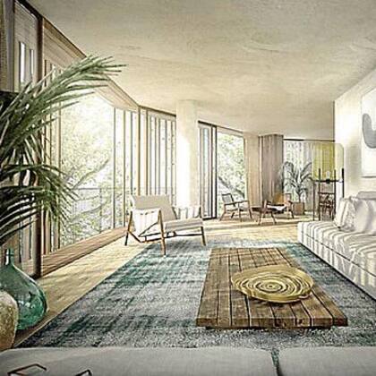 El render muestra una de las vistas interiores de lo que será el lujoso y sustentable penthouse de Rafa Nadal