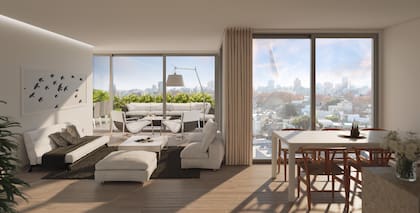 El render refleja el interior de los departamentos del proyecto ubicado en Ugarte al 1500