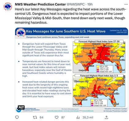 El reporte más actualizado sobre el calor en EE.UU.