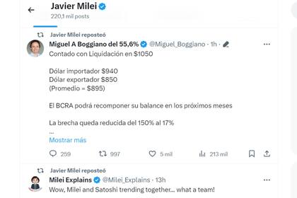 El reposteo de Javier Milei