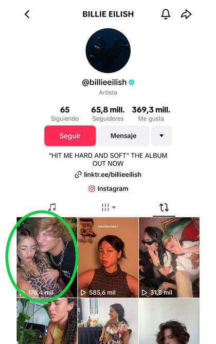 El reposteo de la cuenta de Billie Eilish al video que grabaron Emmanuel Vich y Florencia Regidor