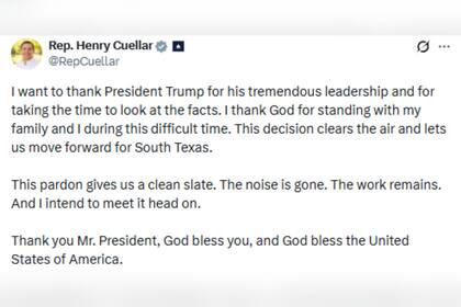El representante de Texas expresó su agradecimiento al presidente republicano