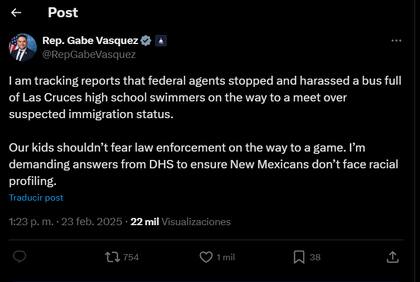El representante federal demócrata por Nuevo México calificó el accionar de CBP como "acoso" y exigió respuestas del DHS
